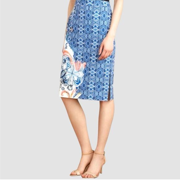 ANTHRO moulinette Souers Women’s blue pattern straight skirt Size 6 - Picture 3 of 10